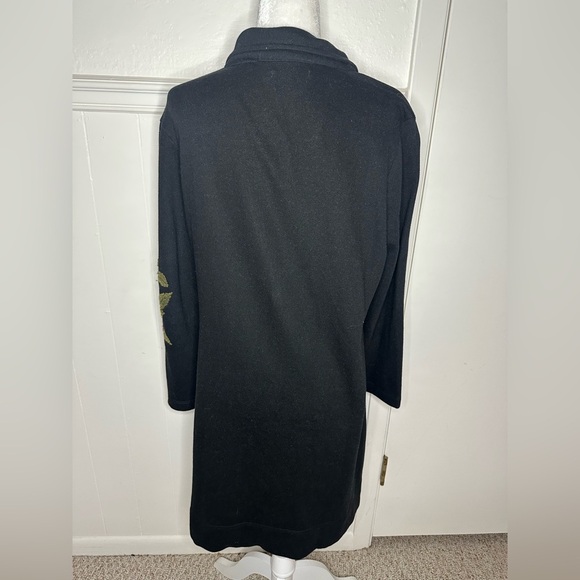 Anthropologie Caite black embroidered knee length full zip boho jacket XL - Picture 4 of 9